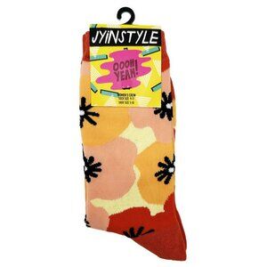 Oooh Yeah Peach Flower Power Womens Crew Socks OSFM Size 9-11 Gift Her